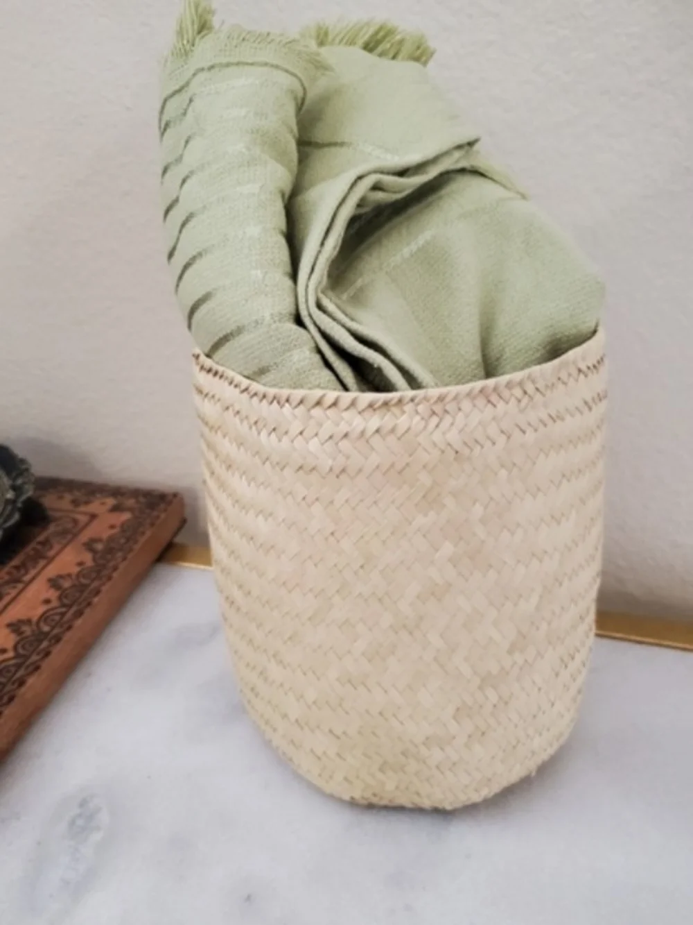 Authentic African Black Soap with Soft Face Towel and Basket